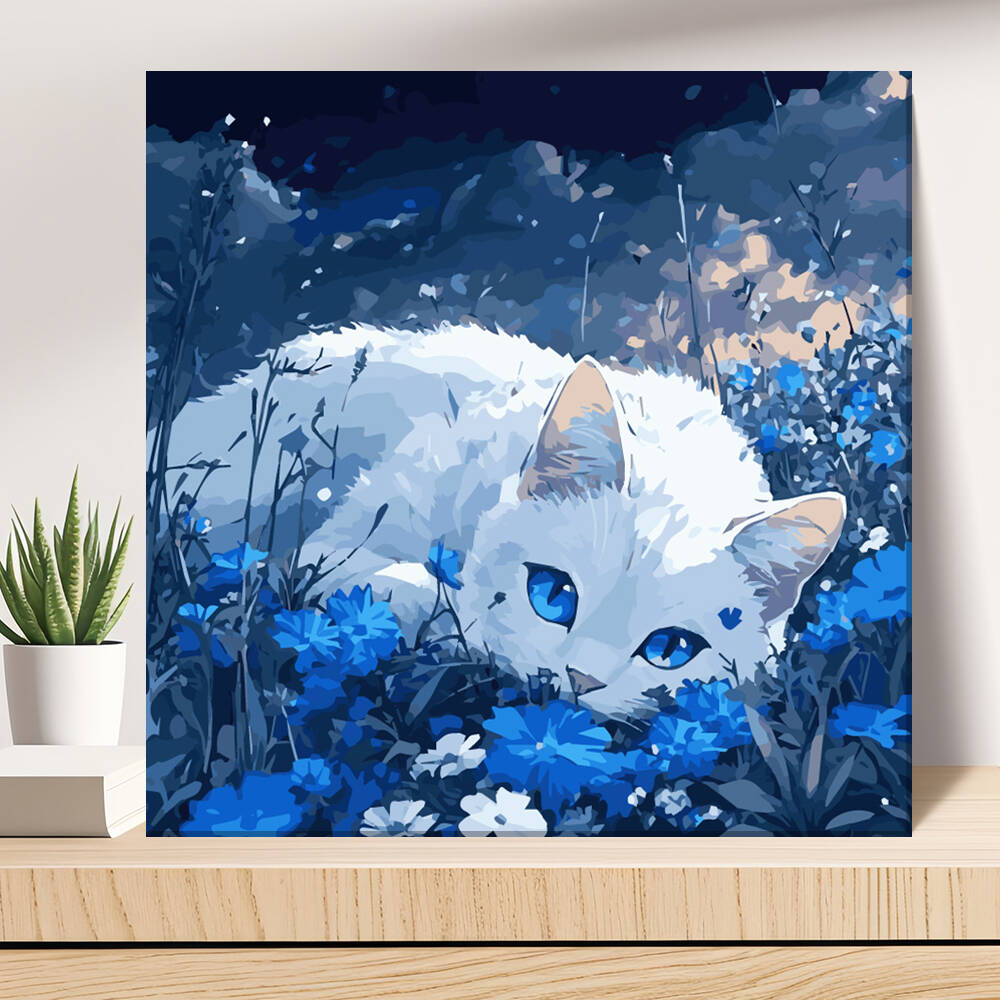 Resin Art On Canvas - DIY Painting By Numbers Cat Animal