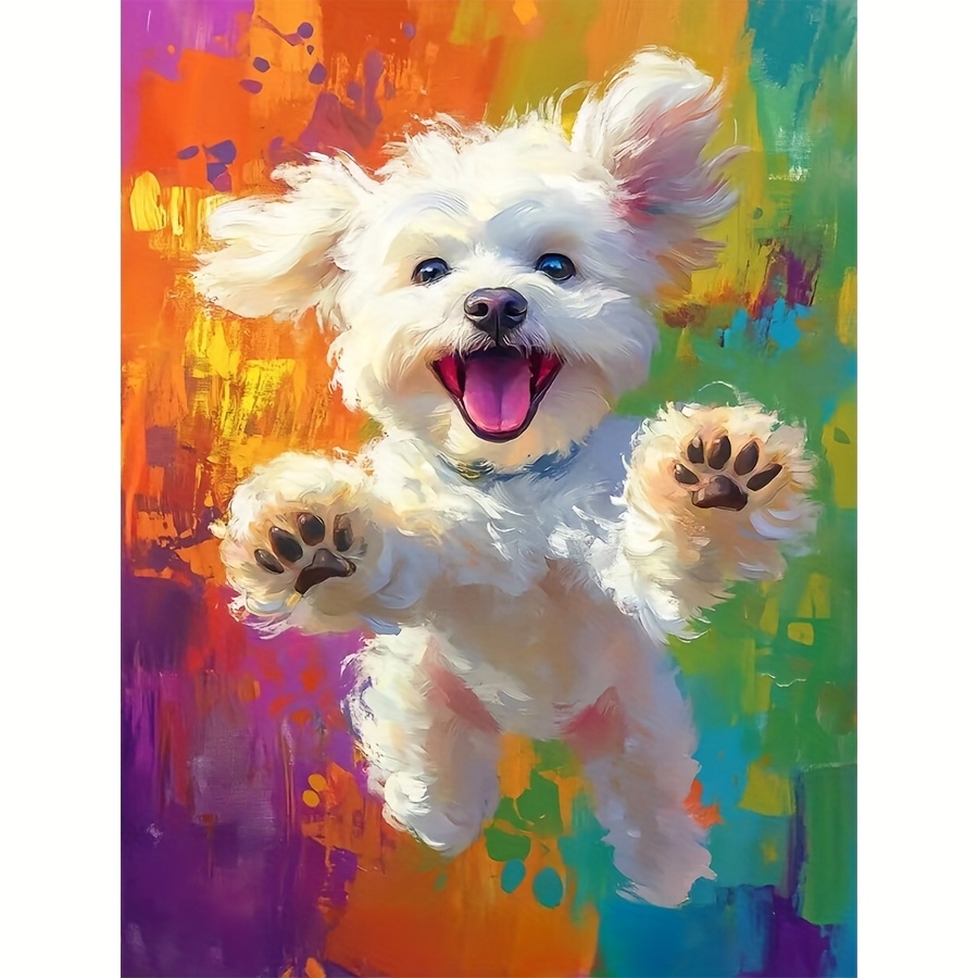 Resin Art On Canvas - DIY Pictures By Number Cute Bichon