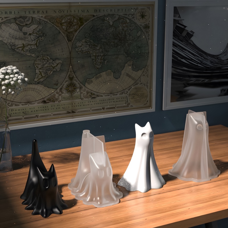 Ghost Cat Halloween Desktop Or - Resin Art Acrylic 评论和价格