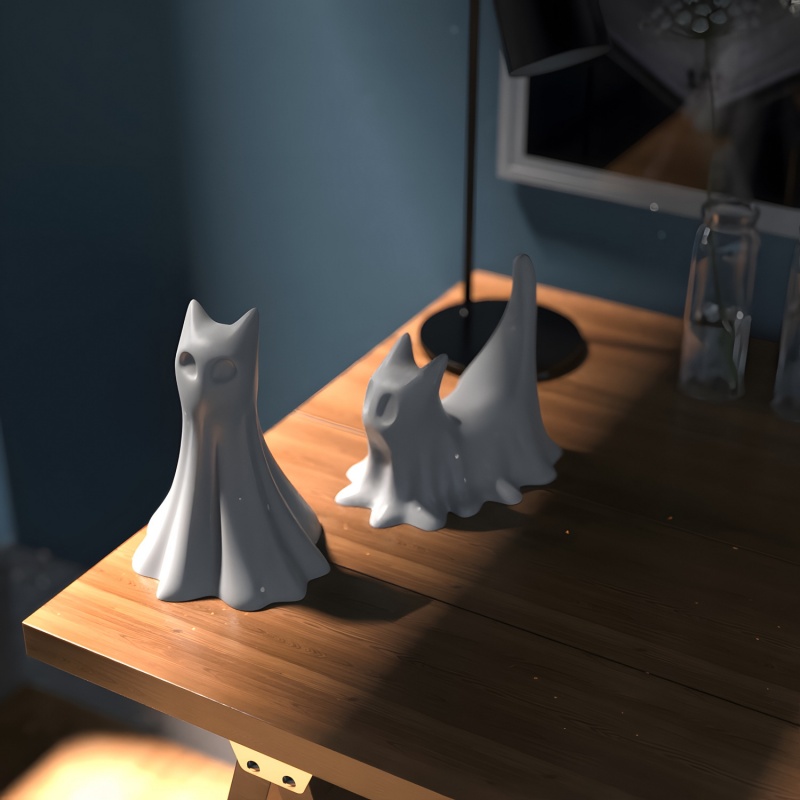 Ghost Cat Halloween Desktop Or - Resin Art Acrylic 评论和价格