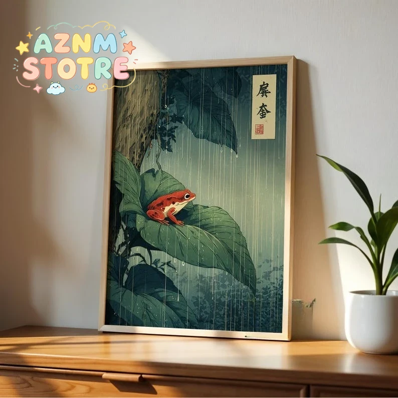 1pc Japanese Frog Canvas Wall  - Resin Art On Canvas 评论和价格