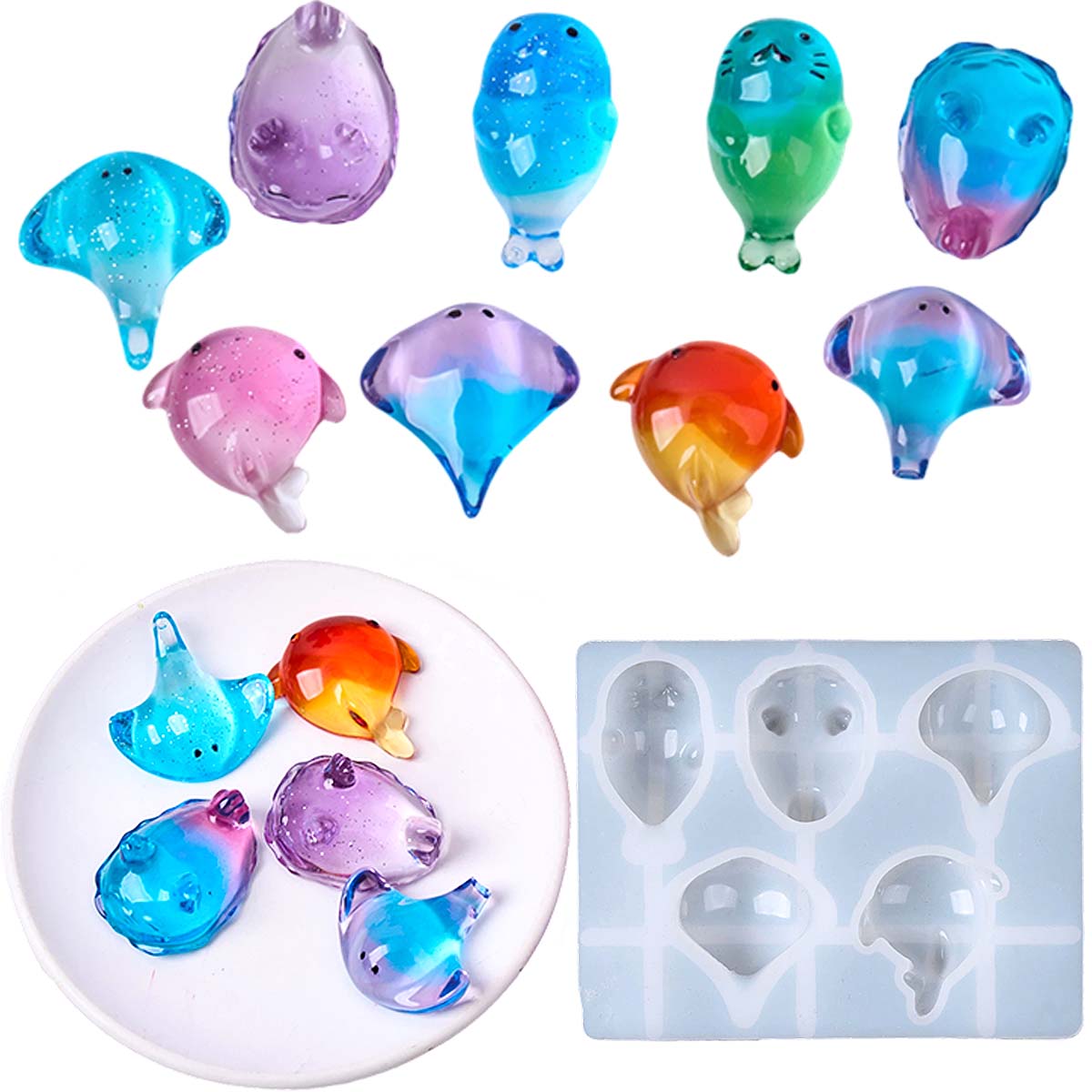 3D Healing Kawaii Manta Ray Wh - Resin Art Mold 评论和价格