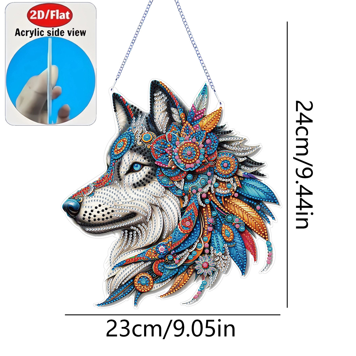 2D Flat Fantasy Color Wolf Sou - Resin Art Acrylic 评论和价格