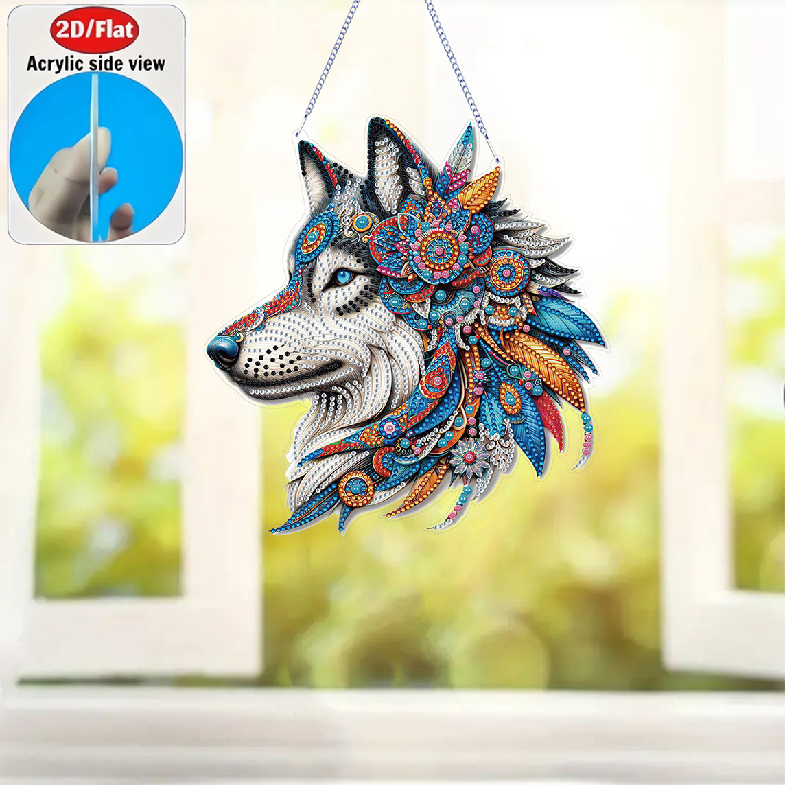 2D Flat Fantasy Color Wolf Sou - Resin Art Acrylic 评论和价格