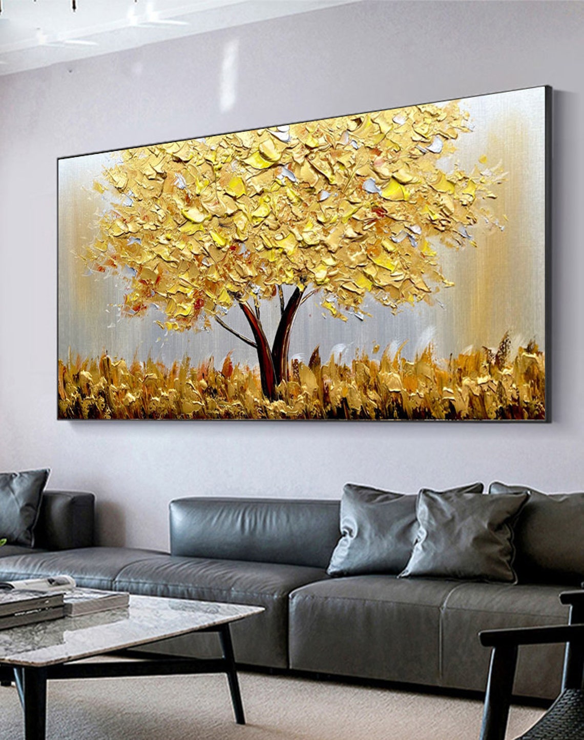 Blooming Gold Tree On Canvas A - Resin Art On Canvas 评论和价格