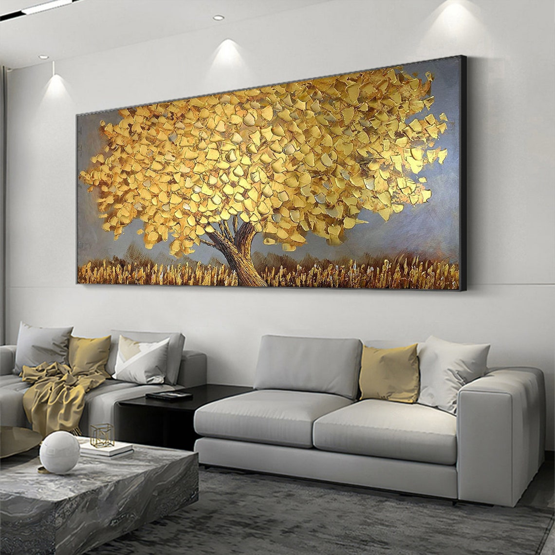 Blooming Gold Tree On Canvas A - Resin Art On Canvas 评论和价格