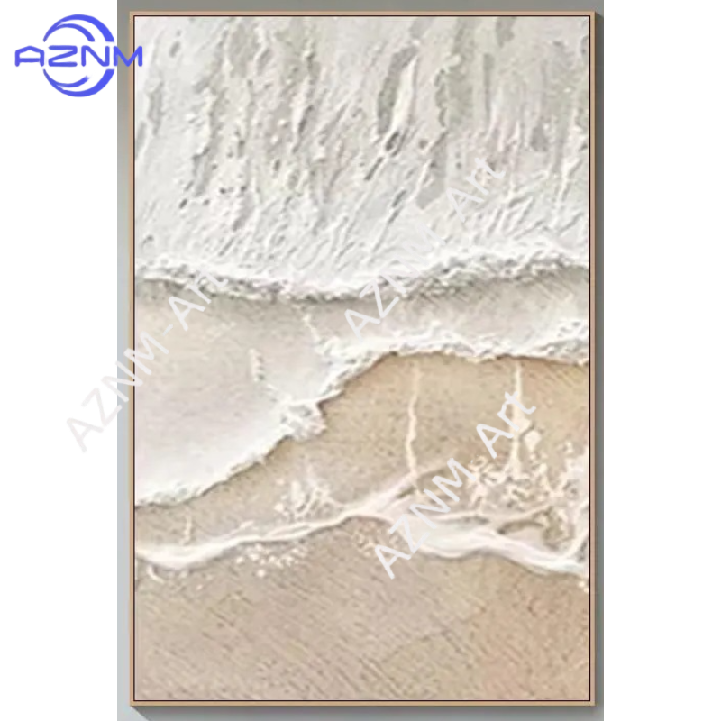 1/3Pcs Textured Beige Coastal  - Resin Art On Canvas 评论和价格